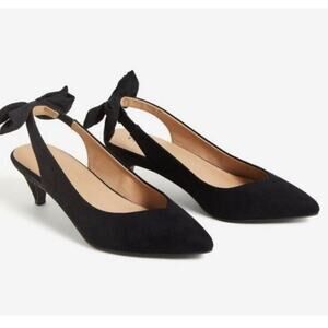 TORRID Shoes Women Sz 9.5 Black Flats Slingback Pointed Toe Comfort Bow